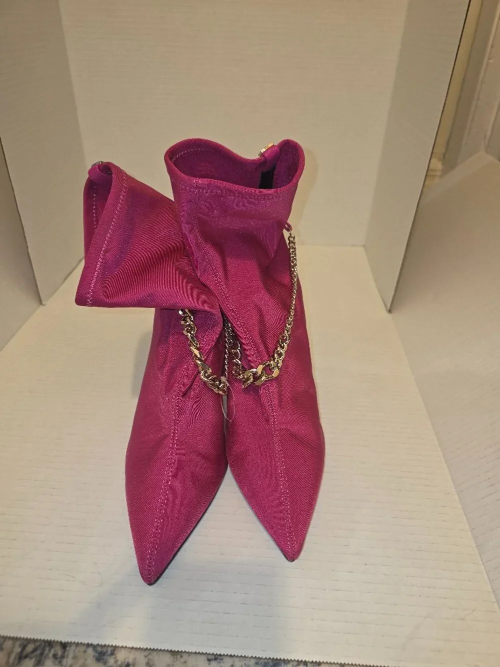 Pink stretch ankle boots